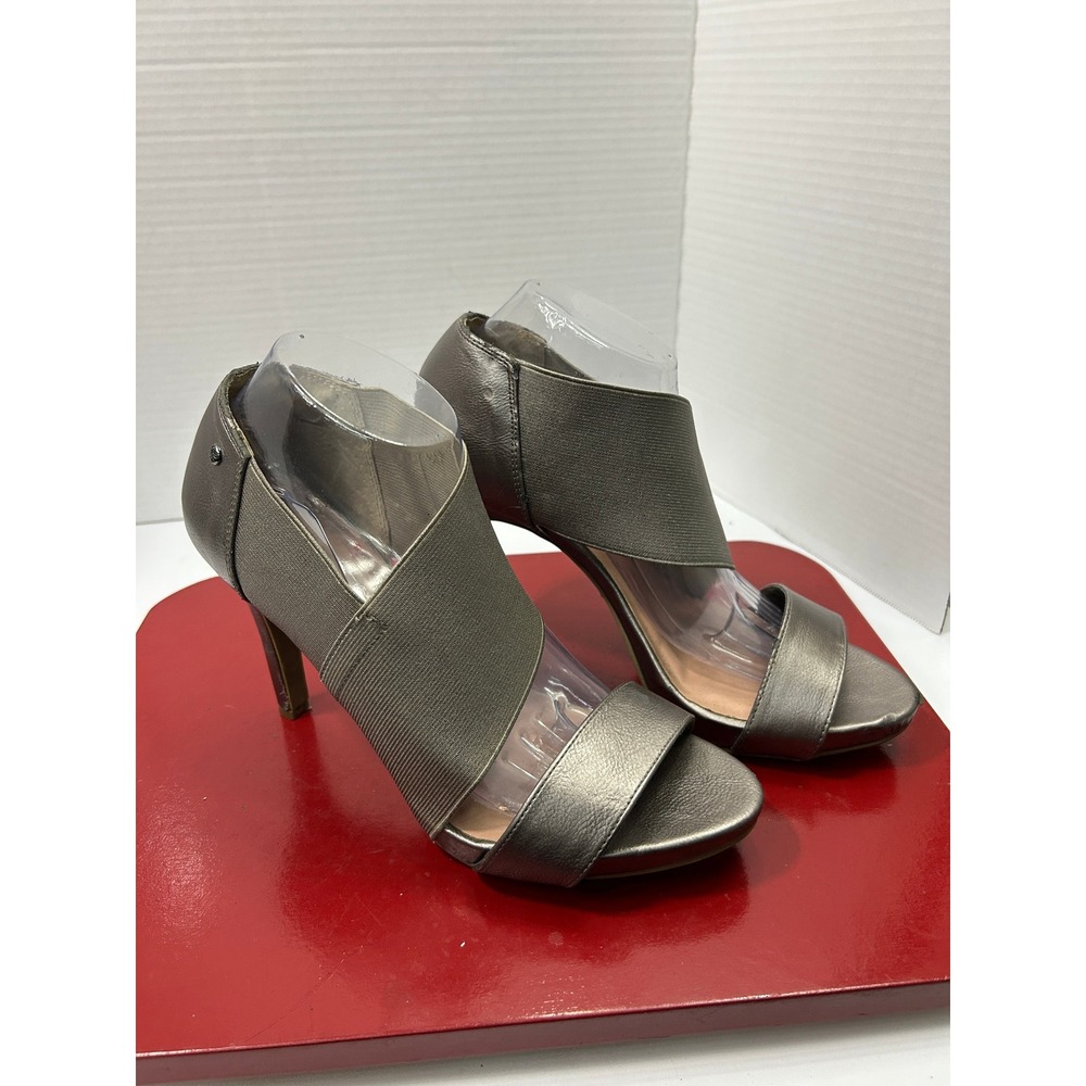 Simply Vera Metallic Pewter Stiletto Sandals 10 Pewter Formal Evening Chic Prom